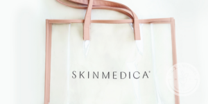 Translucent bag with SkinMedica logo on it